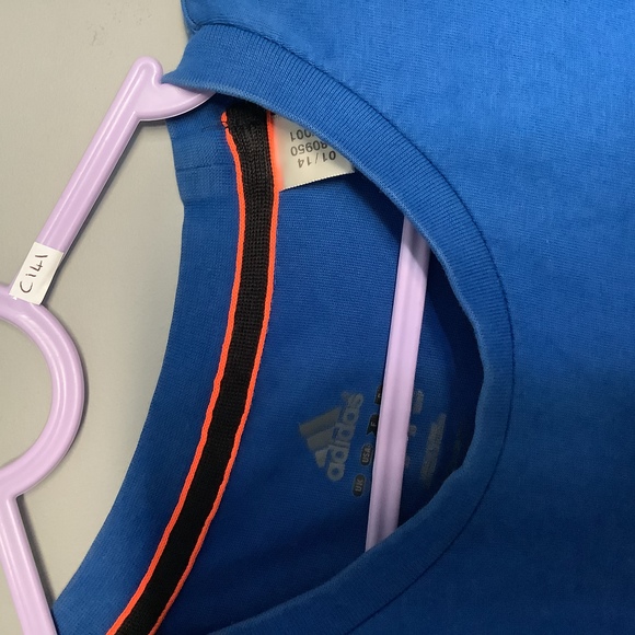 Adidas Spellout Crew Neck T Shirt - Size XS - Royal Blue - P2P 16” - Picture 6 of 7